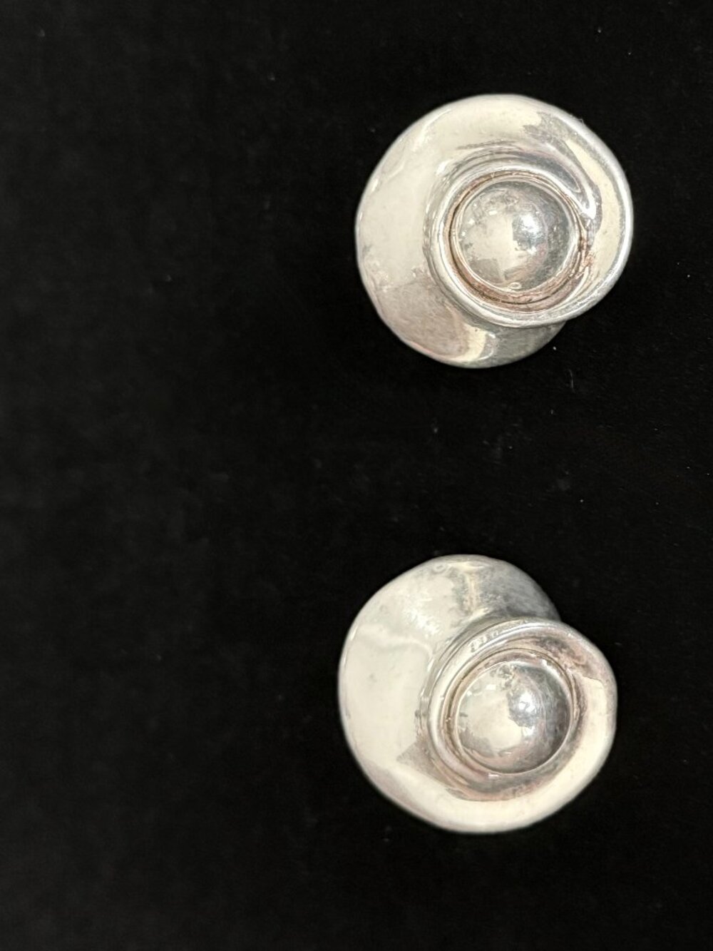 VINTAGE 1990s MODERNIST STERLING SILVER SPIRAL MOTIF CLIP-ON EARRINGS